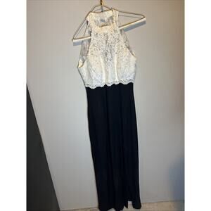 Vintage Dave & Johnny Black Dress with White Soutache Lace Bodice Sz 5-6 USA